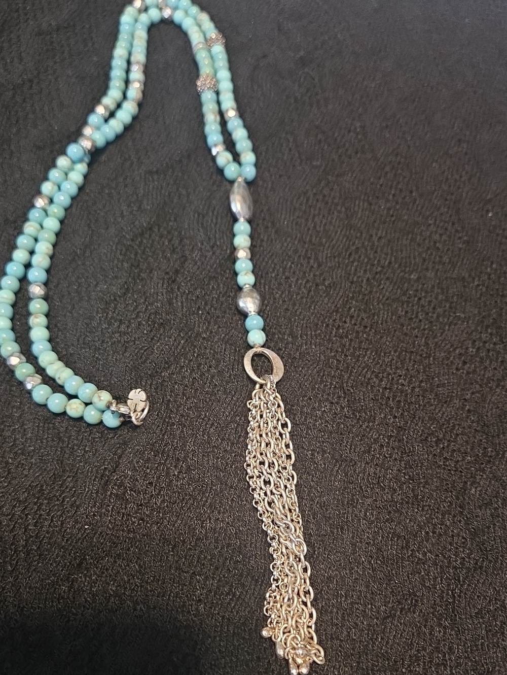 Lucky Brand Turquoise Beaded Tassel Necklace